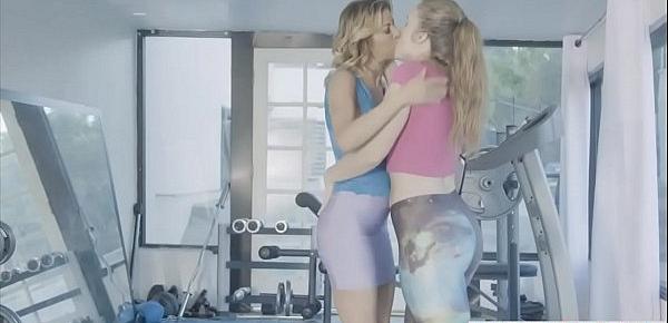  Two blondes and a sexy workout session with ass licking